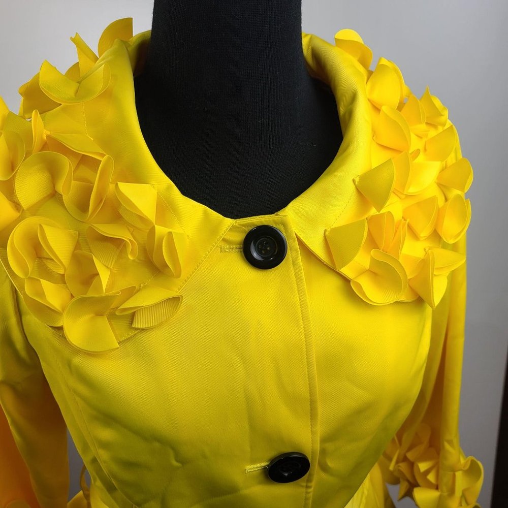 NWT Multiples Yellow 3/4 Sleeve Ruffle Collar S - Picture 4 of 10